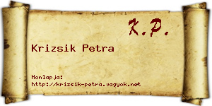 Krizsik Petra névjegykártya